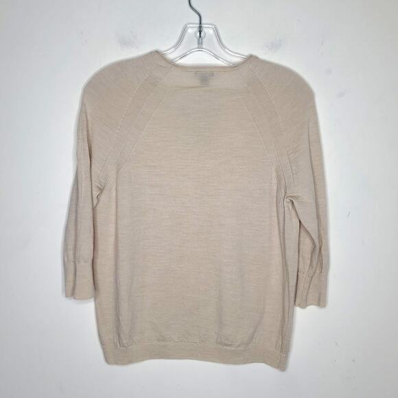 Ann Taylor tan cream merino wool sweater with sequin details - small - Picture 4 of 5